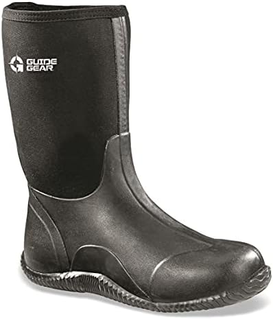 Guide Gear Men's Mid-High Bogger Waterproof Rubber Hunting Work Rain Boots 12”, 5mm Neoprene Top