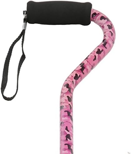 PCP Adjustable Cane, Offset Handle, Foam Grip, Wrist Strap, Lightweight Aluminum, Hunter Camouflage Pattern