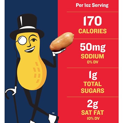 PLANTERS Salted Peanuts, Plant Based Protein Snacks, 12 Oz (1 Ct) | Roasted Salted Nuts. Resealable Canister. Snacks for Adults. Party Mix, Party Snacks