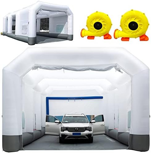 GORILLASPRO Inflatable Paint Booth 26x15x10Ft, Inflatable Spray Booth with (750W + 950W) Blowers, Upgrade Air Filter System Environment Friendly