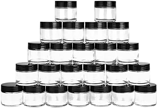 2 oz Glass Jars with Lids, Hoa Kinh 24 Pack Clear Small Cosmetic Glass Jars