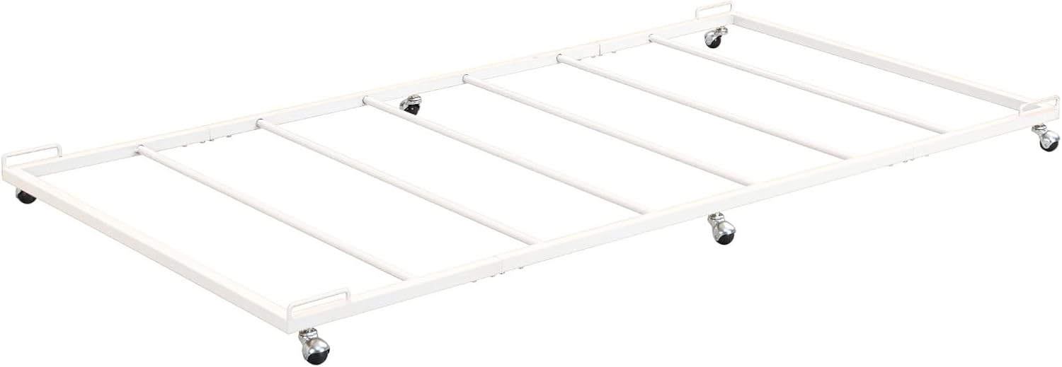 2K Furniture Designs - Twin Size Black Metal Roll Out Trundle Bed Frame for Daybed | Space-Saving Guest Bed - Slides Under Daybeds for Overnight Visitors, Dorms, and Small Spaces