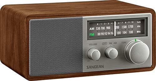 Sangean SG-116 AM/FM Analog Wooden Cabinet Receiver, Walnut-Silver