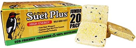 ST. ALBANS BAY SUET PLUS High Energy Suet Cakes, 20 Pack of 11 oz. Suet Cakes for Wild Birds