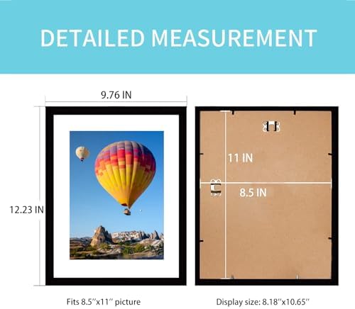 pojah 12x12 Black Picture Frame Set of 4,Wall Frames,HD Plexiglass