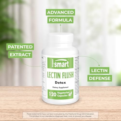 Supersmart - Lectin Flush - Lectin Blocker Shield Supplement - Digestive Support & Detox - Intolerances & Food Allergies - Intestinal Health
