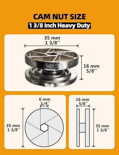 Replacement Heavy Duty Cam Wheel Locks Compatible with IKEA 114670 as Bed Frame Parts for MALM, BRIMNES, BIRKELAND & More (4PCs 35mm Set)