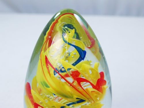 M Design Art Rainbow Spiral Striped Glass Art Paperweight PW-649