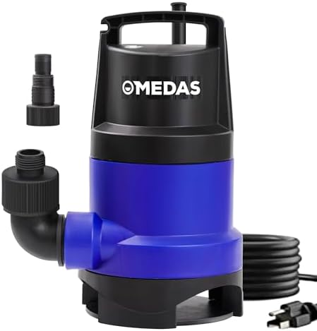 MEDAS 1HP 3434 GPH Sump Pump Submersible Clean/Dirty Water Pump Portable Utility Pump with 16.4ft Cord for Swimming Pool Garden Basement Tub Pond