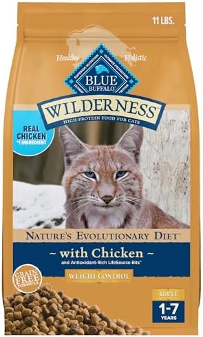 Blue Buffalo Wilderness Chicken Weight Control Dry Cat Food, 11 lb | Real Chicken #1 Ingredient, High Protein & Grain-Free, Supports Immunity with Antioxidant-Rich LifeSource Bits