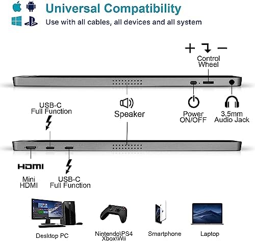 KYY Portable Monitor 15.6" 1080P Computer Monitor Screen Extender w/Cover