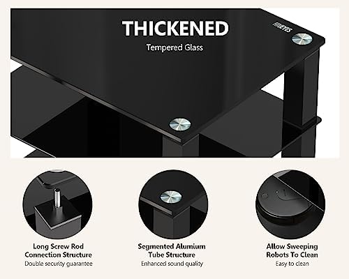 FITUEYES 4-Tier Media Stand Audio/Video Component Cabinet with Glass Shelf for Xbox One/ps4 AS406002GB