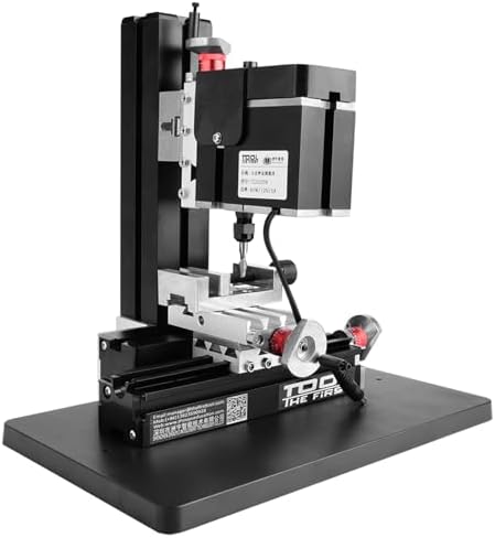 60W Mini Milling Machine, 12000RPM DIY Soft Metal Processing Woodworking Lathe, Multifunction Worktable Power Miller, 12VDC, 310x190x280mm