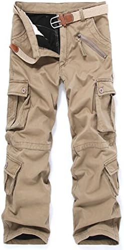 Men's Winter Fleece Lined Military Cargo Pants Casual Outdoor Pants