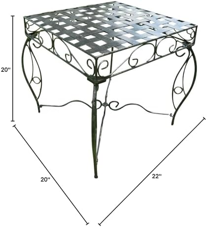 Iron Side Table - Lattice (Black Pewter) (22"H x 20"W x 20"D)