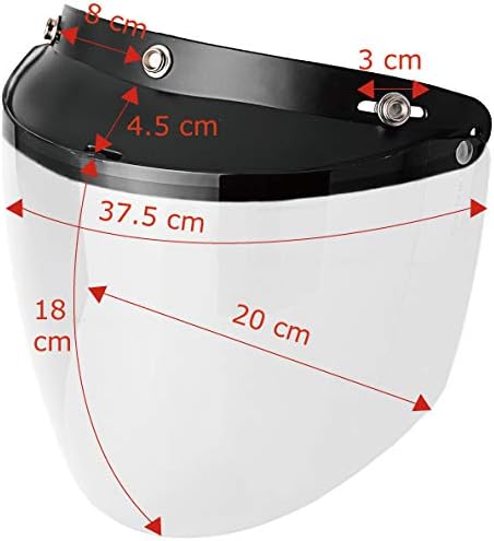 3-Snap Flip Shield Visor for Motorcycle Helmets (Clear)