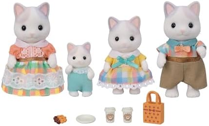 Calico Critters, Sandy Cat Family, Dolls, Dollhouse Figures, Collectible Toys, Premium, 3 inches