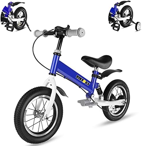 Balance Bike 2 in 1,The Dual Use of a Kids Balance Bike and Kids Bike,12 14 Inches for 2-6 Years Old,with Shock Absorbers, Fenders, Pedals, Auxiliary Wheels