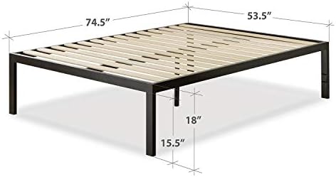 ZINUS Lorrick Metal Platform Bed Frame, Mattress Foundation, Easy, Bolt Free Assembly, Queen, Black