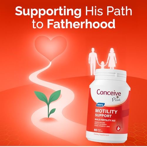 CONCEIVE PLUS Motility Support for Men, Male Fertility Supplement with L Carnitine, CoQ10 and Zinc, 60 Capsules