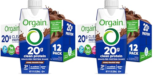 Orgain 20g Clean Grass Fed High Protein Shake, Vanilla, 11 oz, 12pk | Ready to drink dairy grass fed high protein, non-GMO, no soy ingredients, gluten-free, kosher, low net carbs