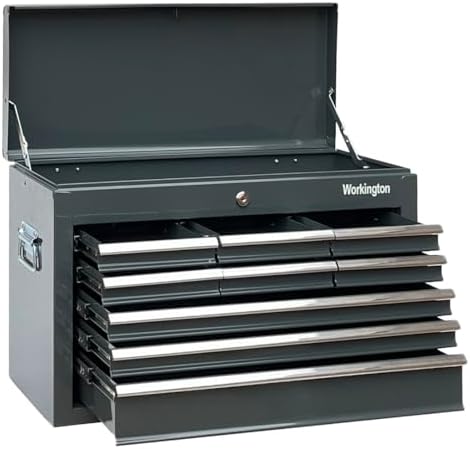 Workington Portable Metal Tool Chest with 9 Drawers, 24" 9-Drawer Tool Chest Cabinet with Ball Bearing Drawer Slides