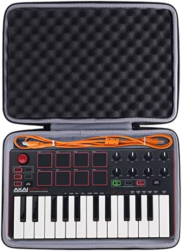 co2CREA Hard Case for Akai MPK Mini MKII/Play 25 Key Keyboard Controller | Compatible with MIDI Keyboard Controller, Travel Protective Storage Bag with Mesh Pocket & Handle