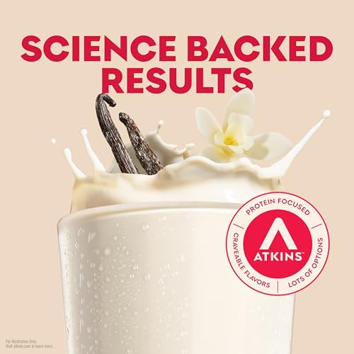 Atkins Vanilla High Protein Shake, 15g Protein, 12 Count | 15g Protein, 3g Fiber, 1g Net Carb, 1g Sugar, Vanilla Flavored, Keto Friendly