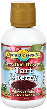 Dynamic Health 100% Pure Organic Certified Tart Cherry Juice Concentrate, 16-Ounce (Packaging May Vary)