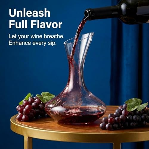 Godinger Wine Decanter Carafe, Hand Blown Wine Decanter Aerator - Wine Gifts
