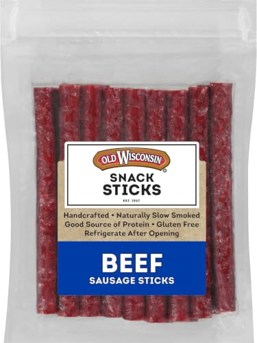 Old Wisconsin Beef Sausage Snack Sticks, Naturally Smoked, Ready to Eat, High Protein, Low Carb, Keto, Gluten Free, 26 Ounce Resealable Package