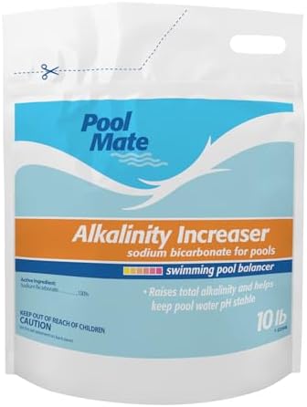 Pool Mate 10-Pounds Premium Alkalinity Increaser for Swimming Pools | 100% Sodium Bicarbonate, Alkalinity Up, Easy To Use, Works Fast, 11 ounces raises alkalinity 10 ppm per 5,000 gallons