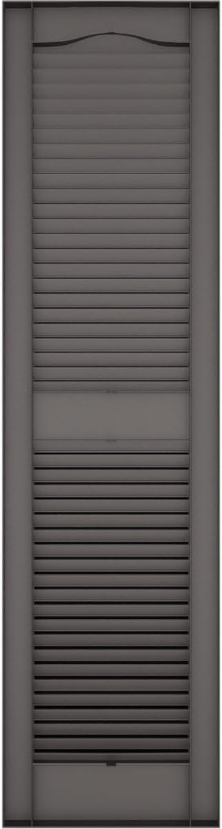 Ekena Millwork Lifetime Vinyl LL1S12X02500PG Standard Cathedral Top Center Mullion, Open Louver Vinyl Shutters, w/Installation Shutter-Lok's & Matching Screws (Per Pair), 12'W x 25'H, Paintable