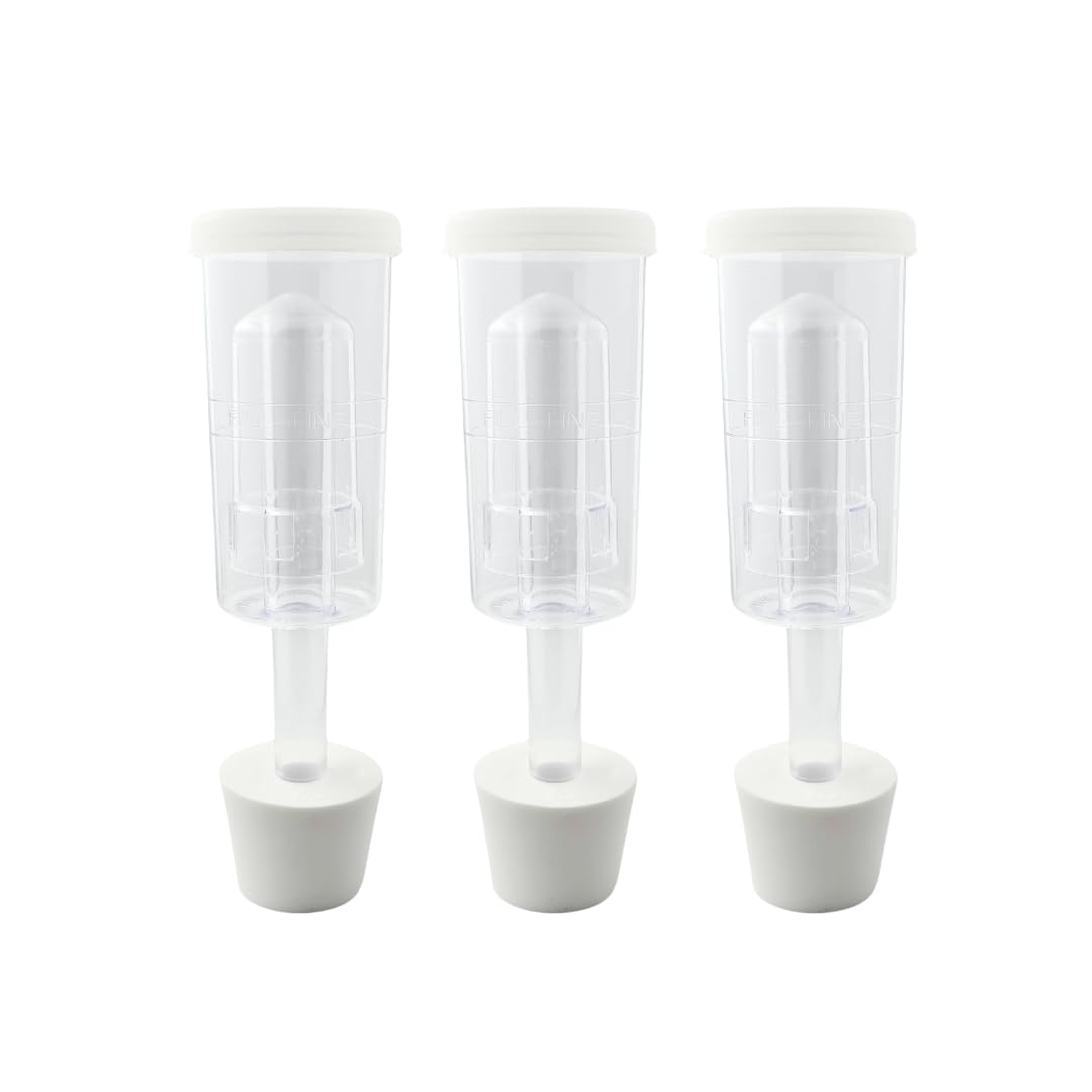 Fastrack 3 Piece Airlock for Fermentation Hydrolocks for Fermenting Wine and Beer with Drilled Rubber Stopper Durable Carboy Bung with transparent