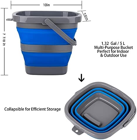 2 Pack Collapsible Plastic Bucket with 2.6 Gallon (10L) Each, Foldable Rectangular Tub for House Cleaning
