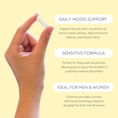 Probiotics - Mood Super Strains Probiotic - Naturally Supports Digestion & Mood - Histamine-Free Probiotics w/ L Rhamnosus GG