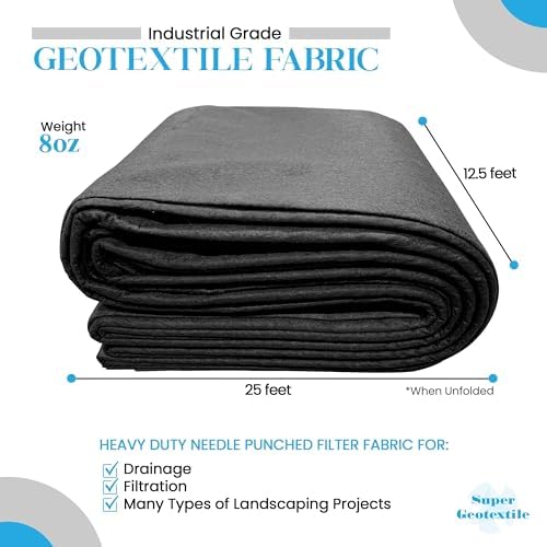 Super Geotextile 4, 6, 8 oz Non Woven Fabric for Landscaping, French Drains, Underlayment, Erosion Control, Construction Projects - 8 oz (4x100)