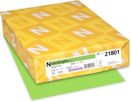 Neenah Astrobrights Premium Color Paper, 24 lb, 8.5 x 11 Inches, 500 Sheets, Martian Green (WAU21801)