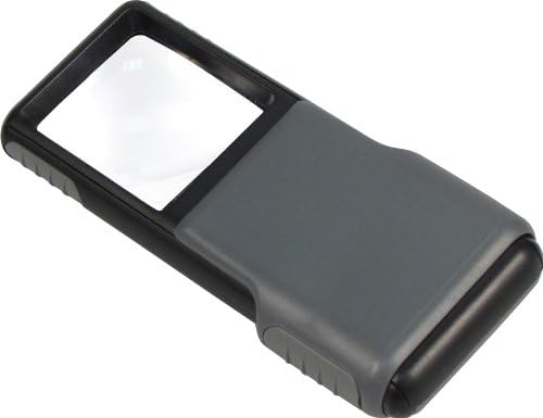 Carson MiniBrite LED Lighted Slide-Out Aspheric Magnifier with Protective Sleeve (PO-55), 5X, Gray