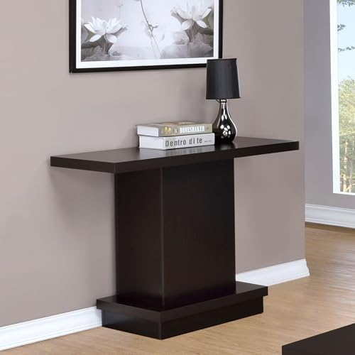 Coaster Home Furnishings - Reston - Engineered Wood - 40-Inch Rectangular Contempandary Table with Geometric Pedestal Base Design and Plastic Glides