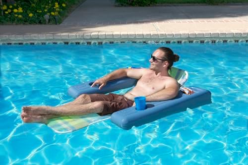 Poolmaster Caribbean Retro Floating Chaise Pool Lounge Chair for Adults, Plaid