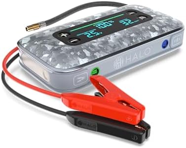 HALO BOLT AIR+ 1750A Jump Starter, AIR Compressor, Power Bank, Blue | 130 PSI air compressor, 59.9Wh power bank, large display, LED light. Jumps cars, SUVs & trucks