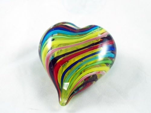 M Design Art Handcraft Layer by Layer Real Rainbow Swirls Glass Paperweight [Kitchen]