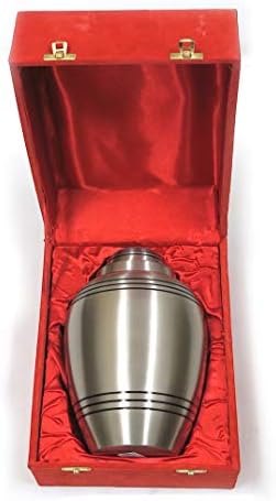 Shalimar's Brass Cremation Urn for Human Ashes - Adult Funeral Urn Handcrafted - Affordable Urn for Ashes - Large Urn Deal (11" Silver Urn Engraved