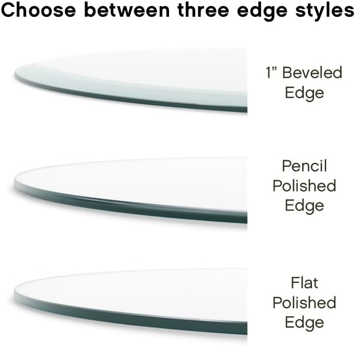 The Better Bevel 12 inch Round Glass Table Top - Clear Tempered Glass Surface Protector - Safe Pencil Polished Edge - Coffee, Dining and End Table