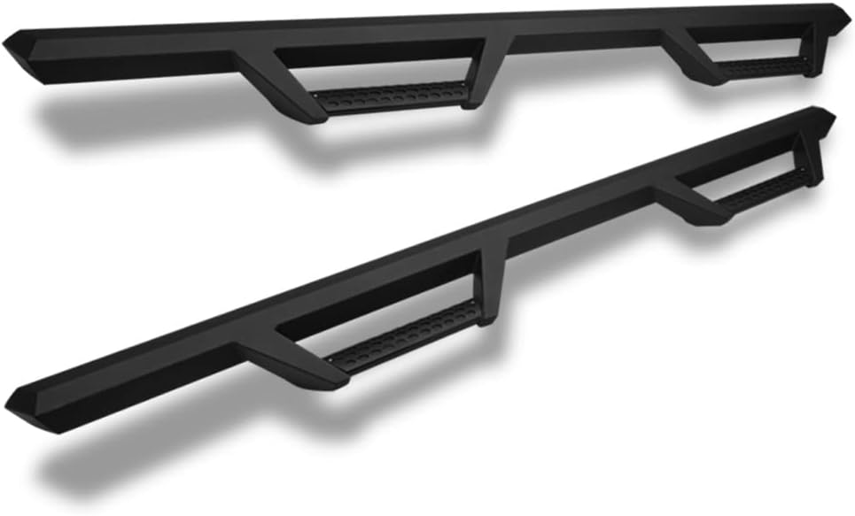 Matte Black Hoop Drop Step Side Nerf Bars Rail Running Boards v2 Compatible with 07-18 Jeep Wrangler 4 Door JK