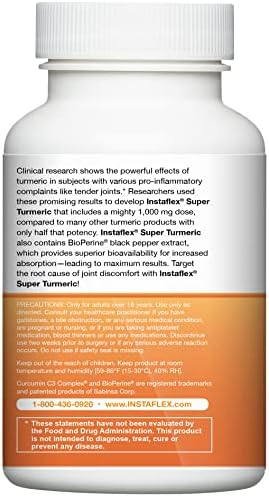 Instaflex Super Turmeric Joint Support, 1000mg Turmeric, BioPerine - 30ct | Enhanced Absorbtion, Joint Supplements