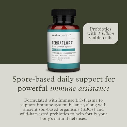 Terraflora Deep Immune Synbiotic, SBO Spore Probiotic, Immune, 60 Ct