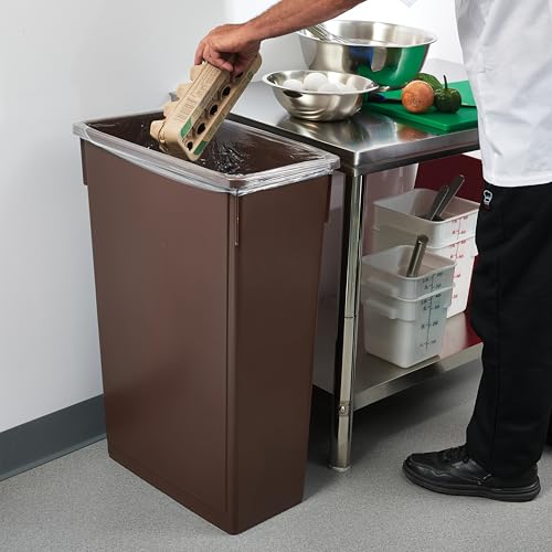 Winco Slender Trash Can, 23-Gallon, Brown | Great for Kitchens, Dining Areas and Back-of-house Cleanup