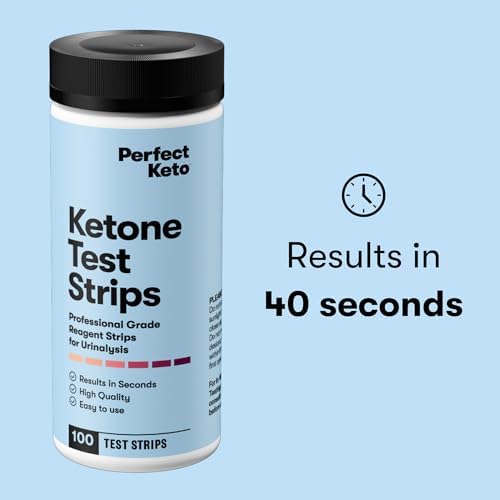 Perfect Keto Ketone Test Strips Kit for Testing Ketones on Low Carb Ketogenic Diet, Monitor Ketosis, Keto Diet Tracker, Urine Test Strips, 100 CT